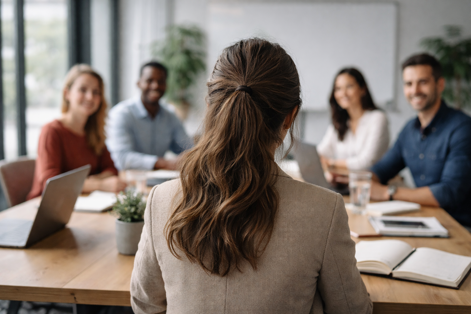 Woman pausing to think clearly before deciding how to respond