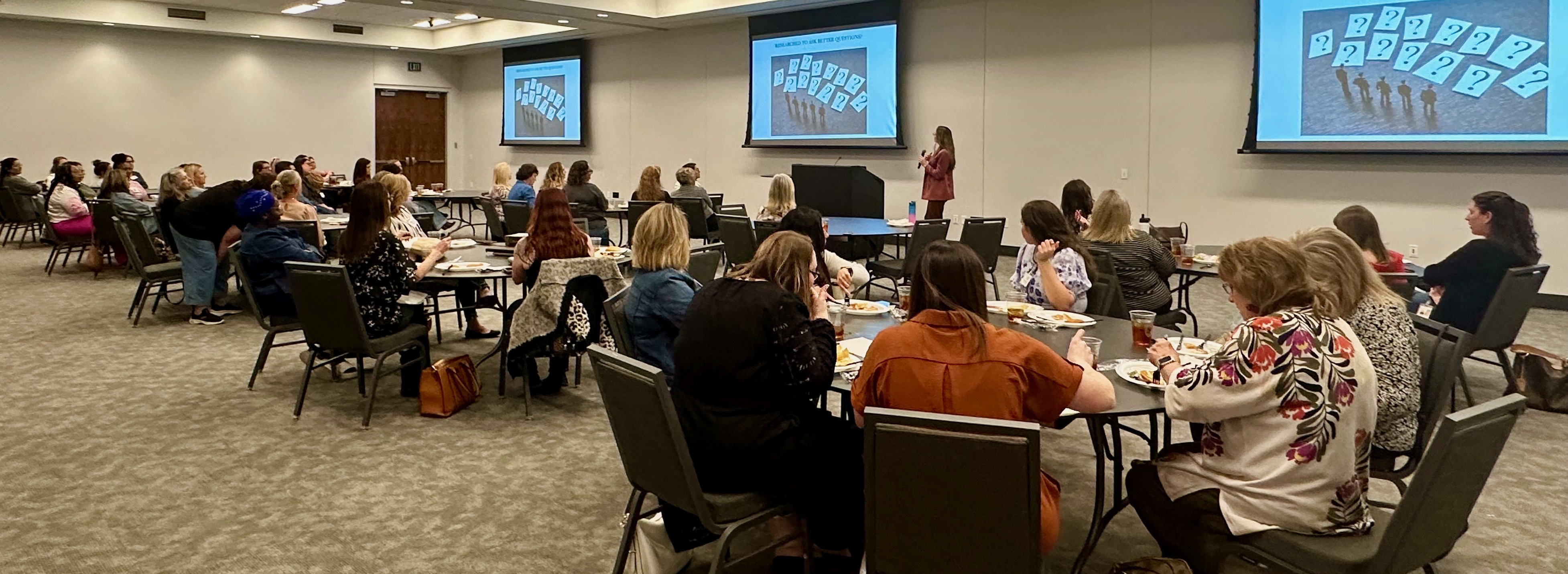 Liz Jolley speaking at a professional leadership event