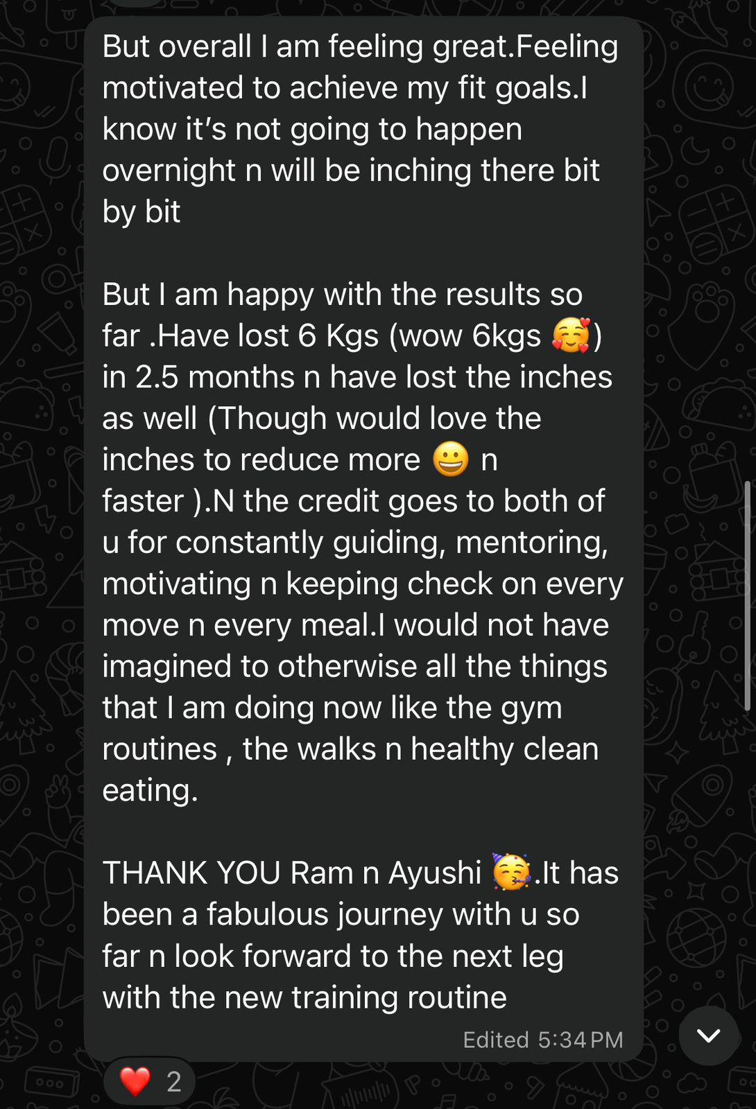 Client WhatsApp feedback