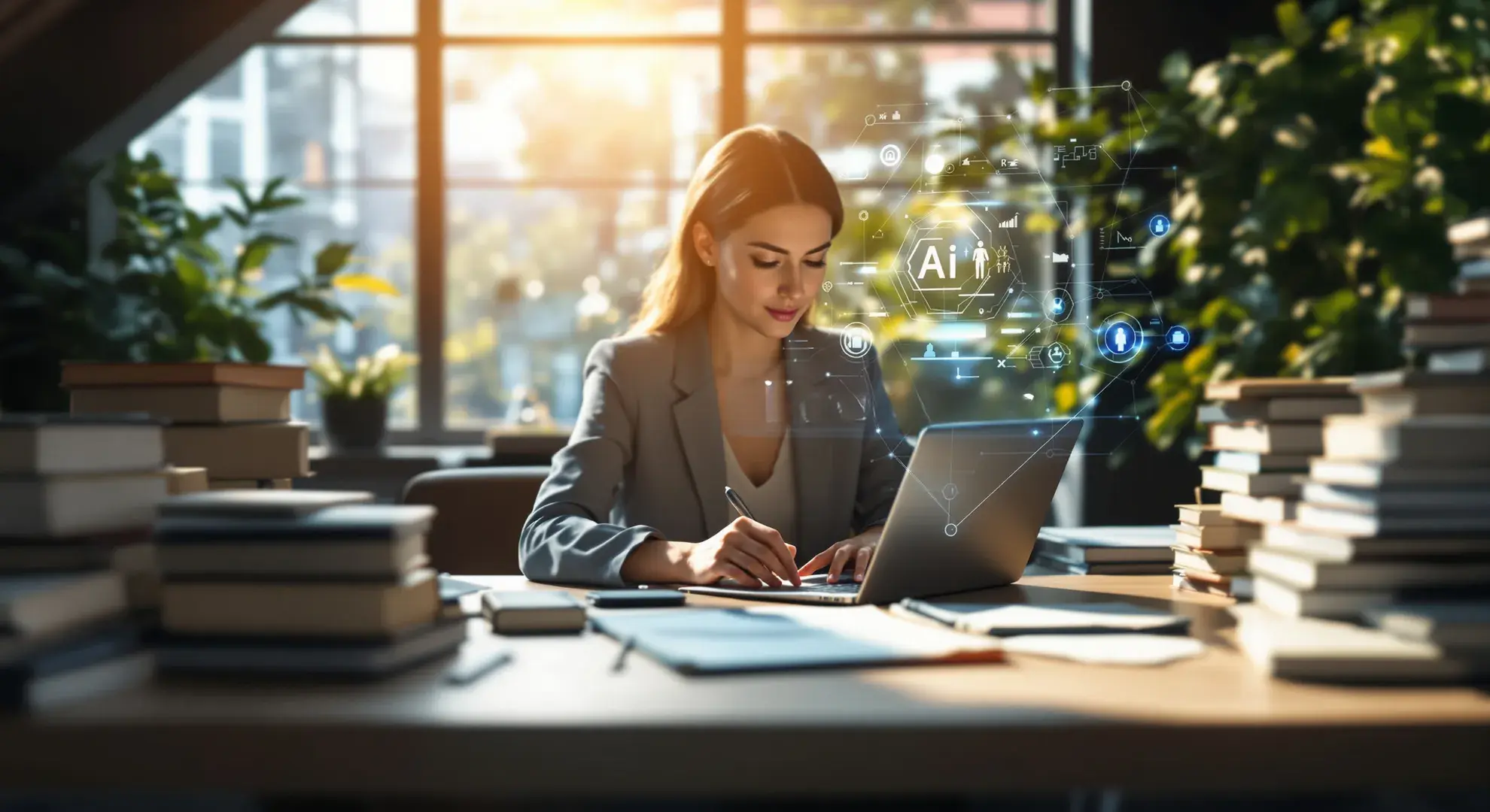 woman working her growing business after being recommended by ai
