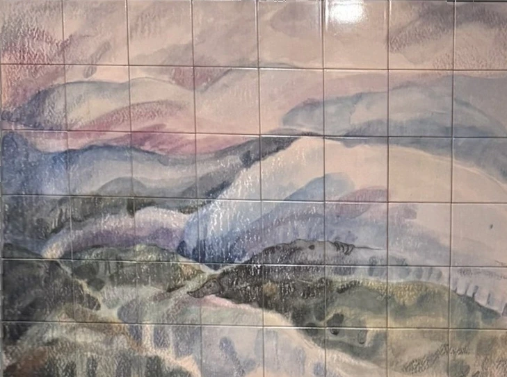 Original watercolor artwork on ceramic tile
