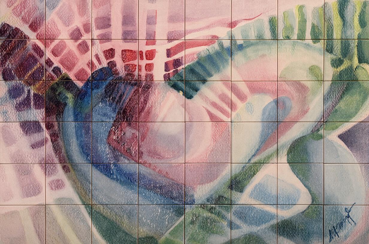 Original watercolor on ceramic tile