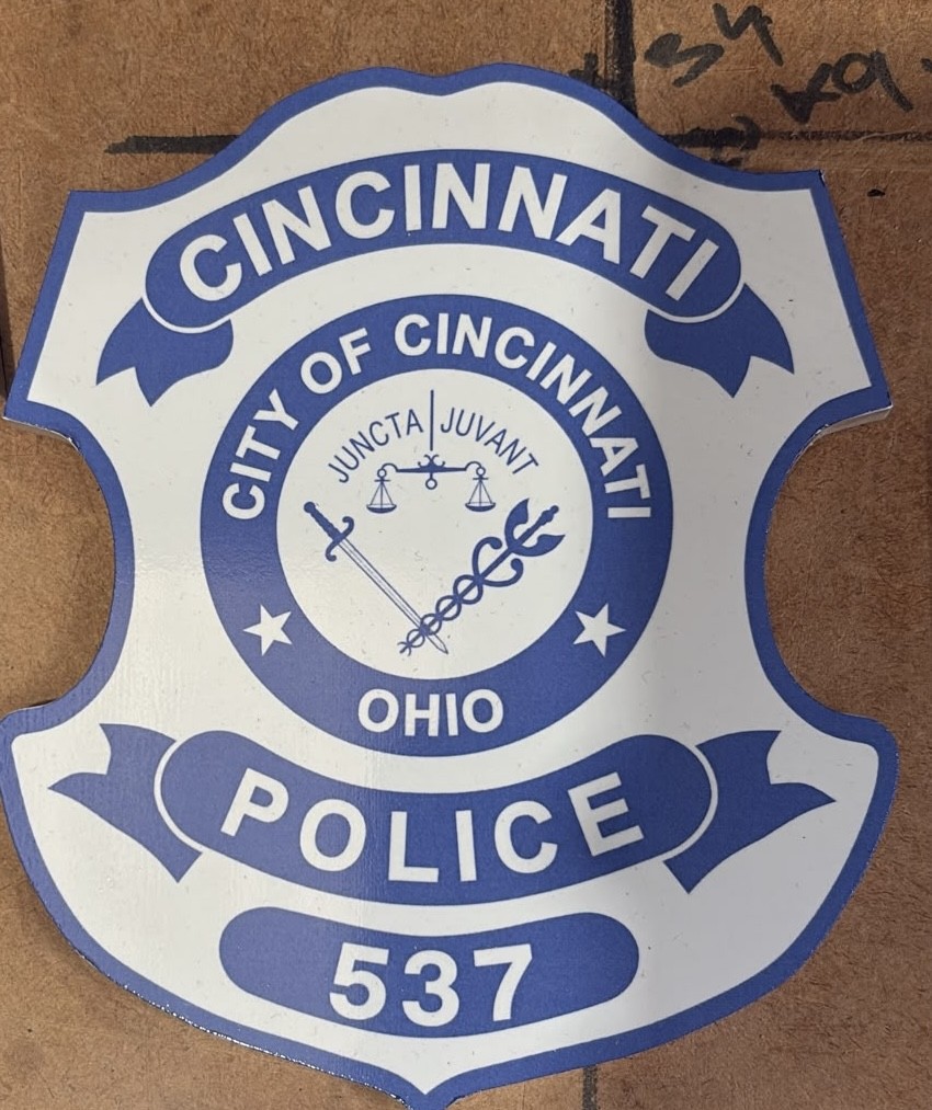 Ceramic shield honoring Officer Marcellus Jones, City of Cincinnati Police 537