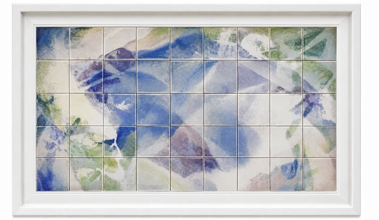 Framed watercolor on ceramic tile