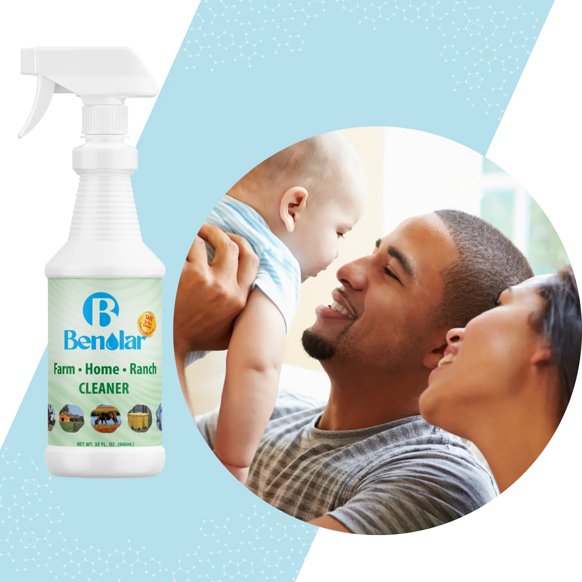 Benolar Farm, Home & Ranch Cleaner with the family