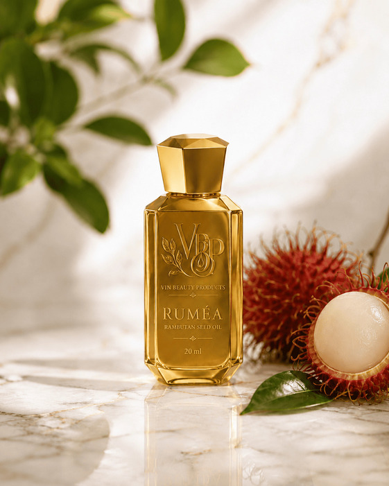 RUMÉA rambutan seed oil bottle, product shot