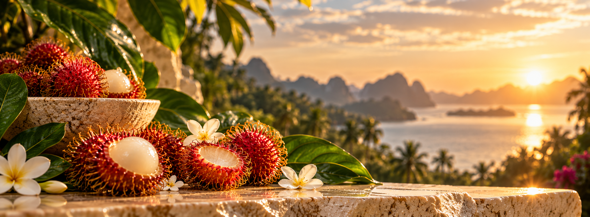 Tropical rambutan setting, the source of RUMÉA seed oil