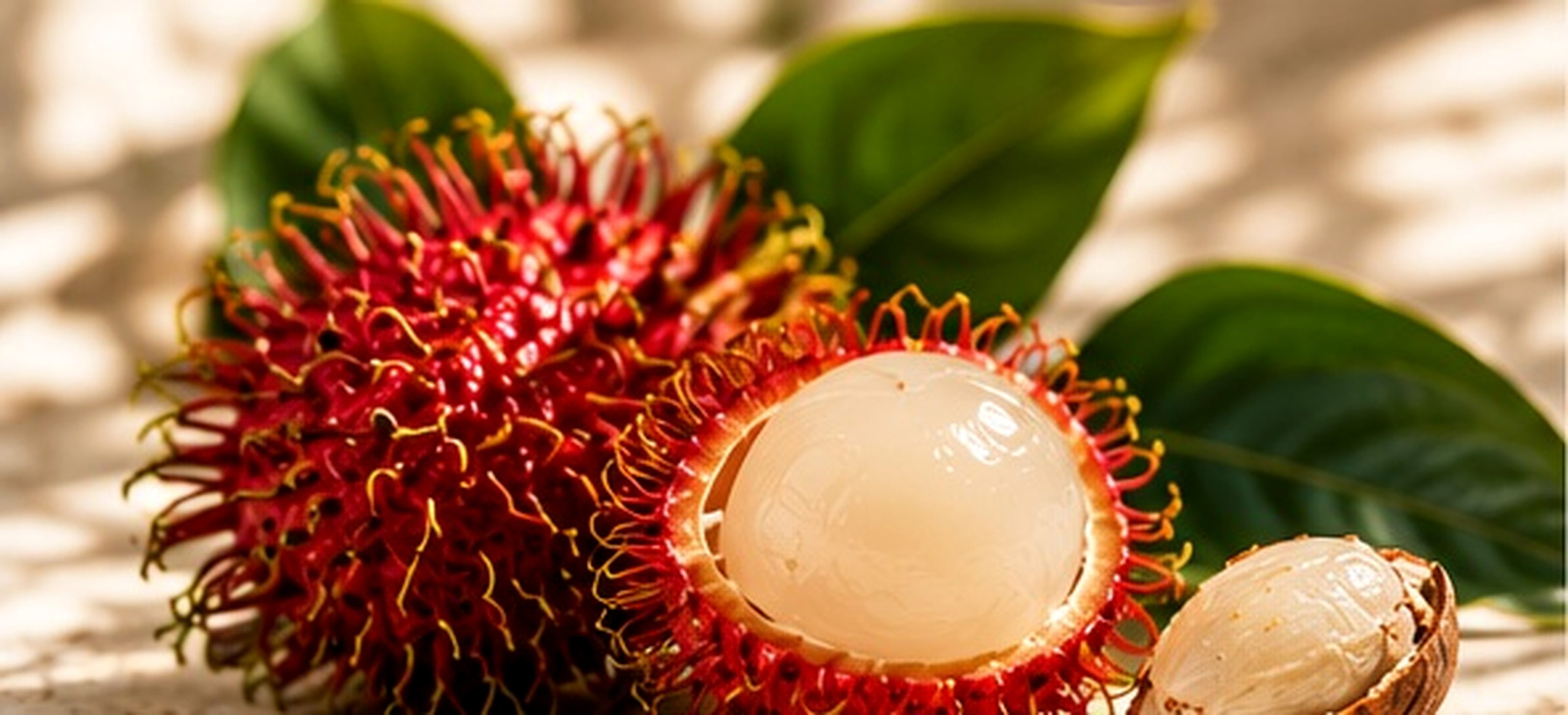 Fresh red rambutan fruit with its hair-like spines