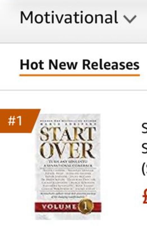 Amazon Hot New Releases chart, Motivational category, with Start Over Volume 1 at number one