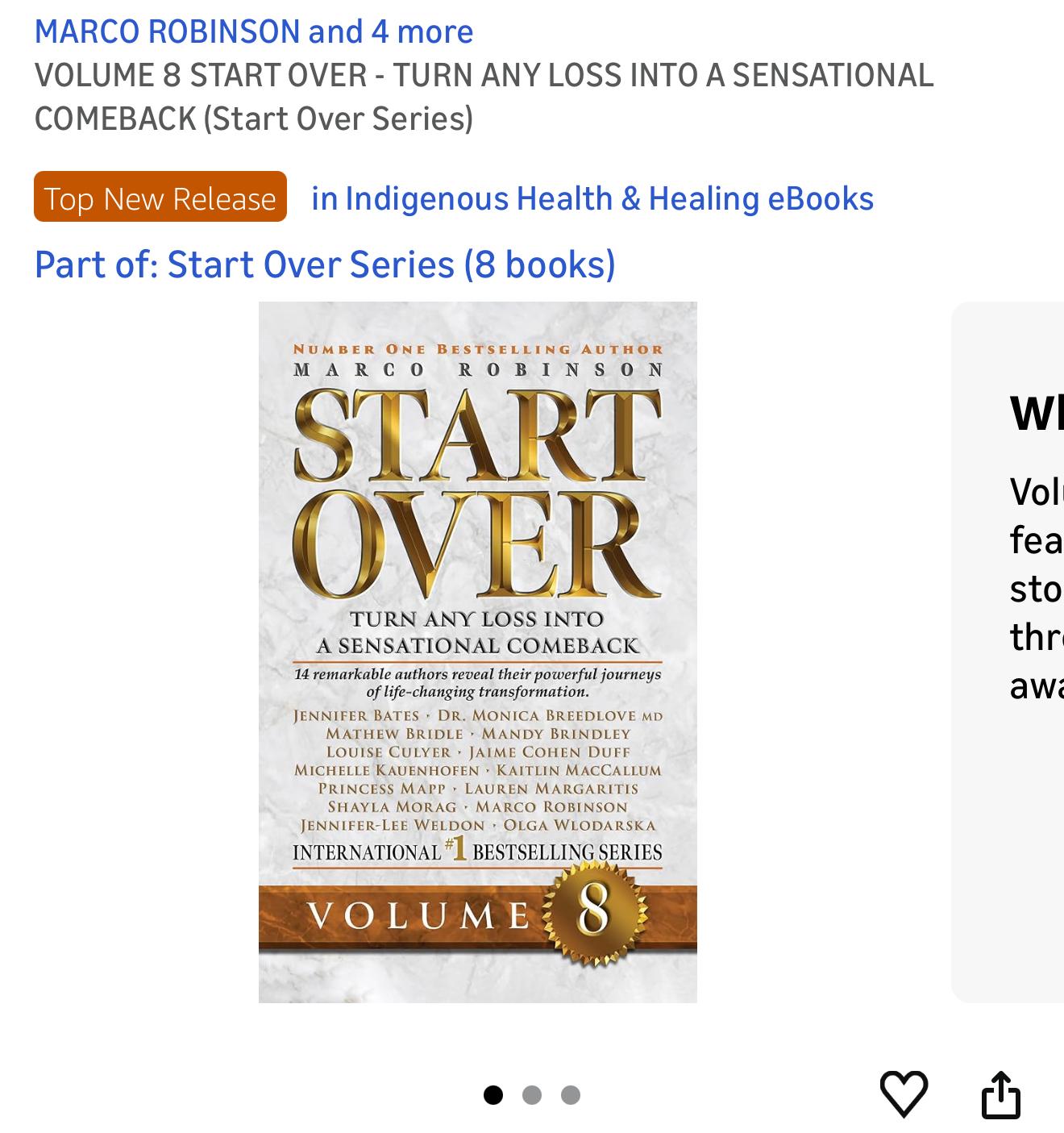 Amazon product page for Start Over Volume 8 with the Top New Release badge