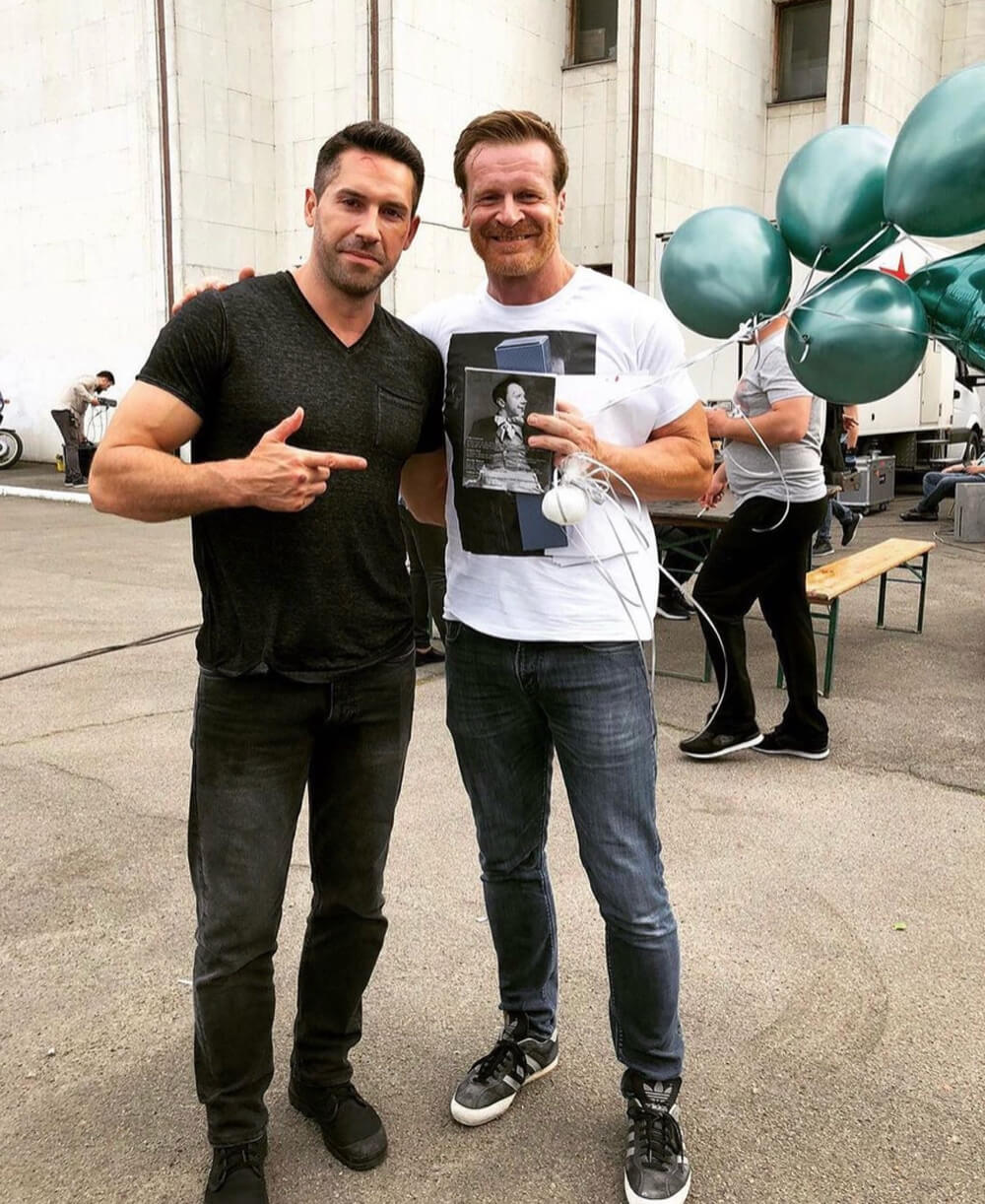 Marco Robinson with Scott Adkins on the set of Legacy of Lies