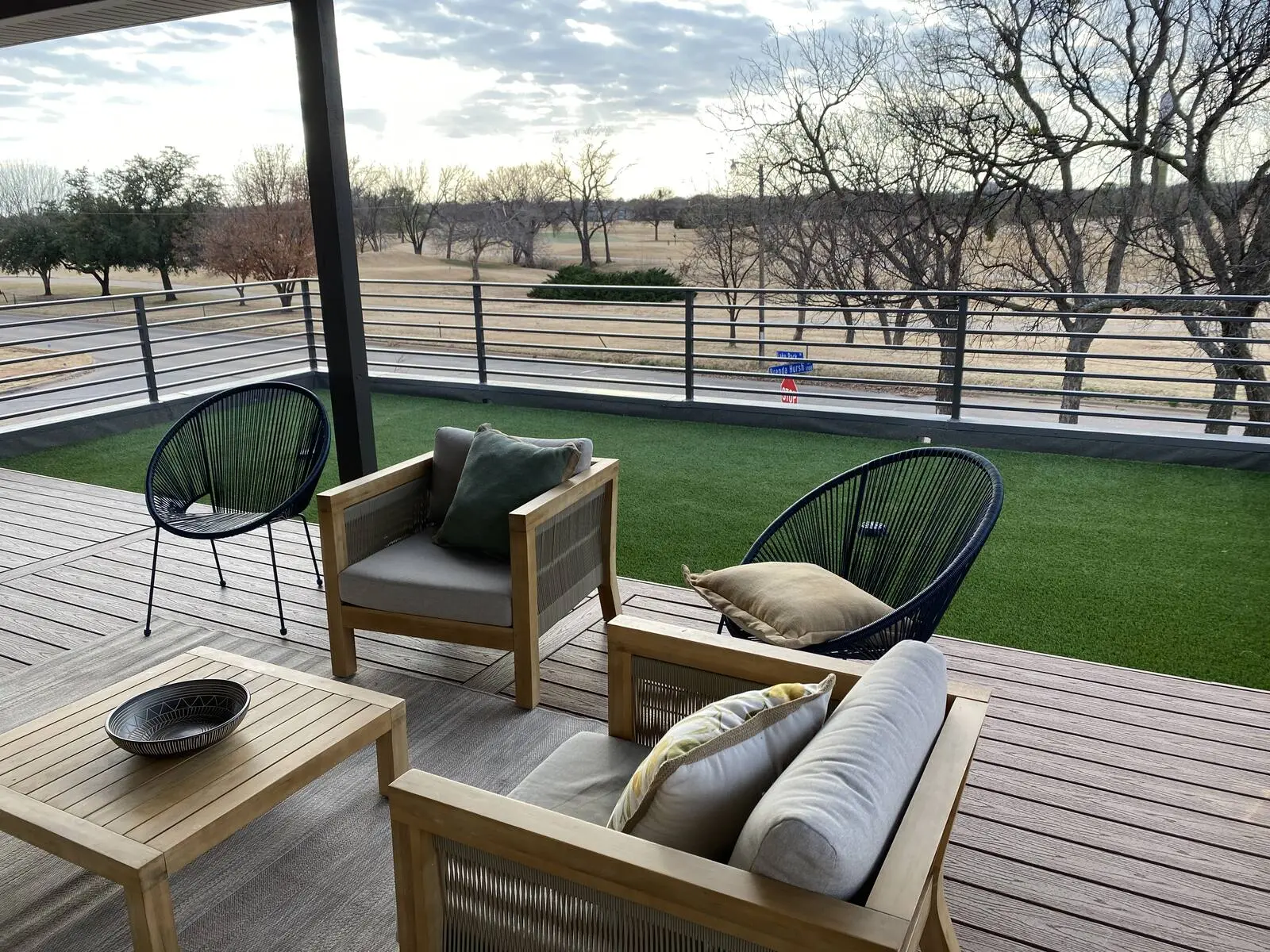 Finished artificial turf lawn in North Texas