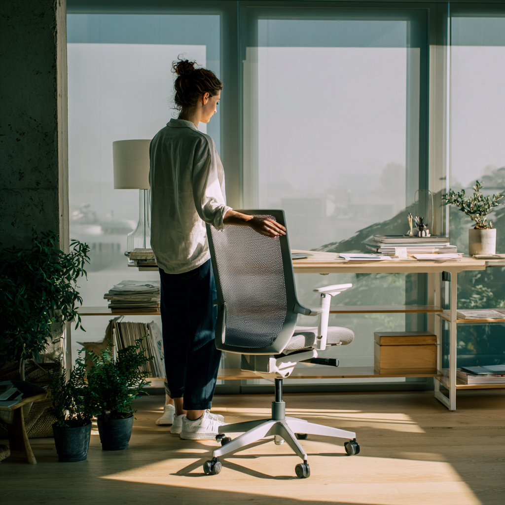Remote worker at her home desk
