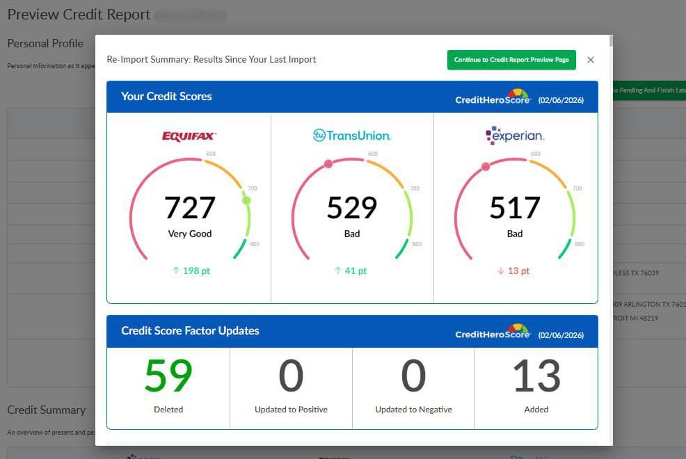 Verified client credit result