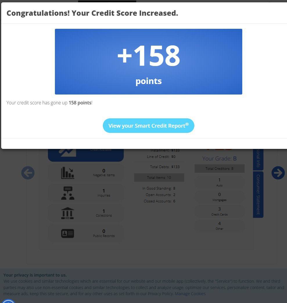 Verified client credit result