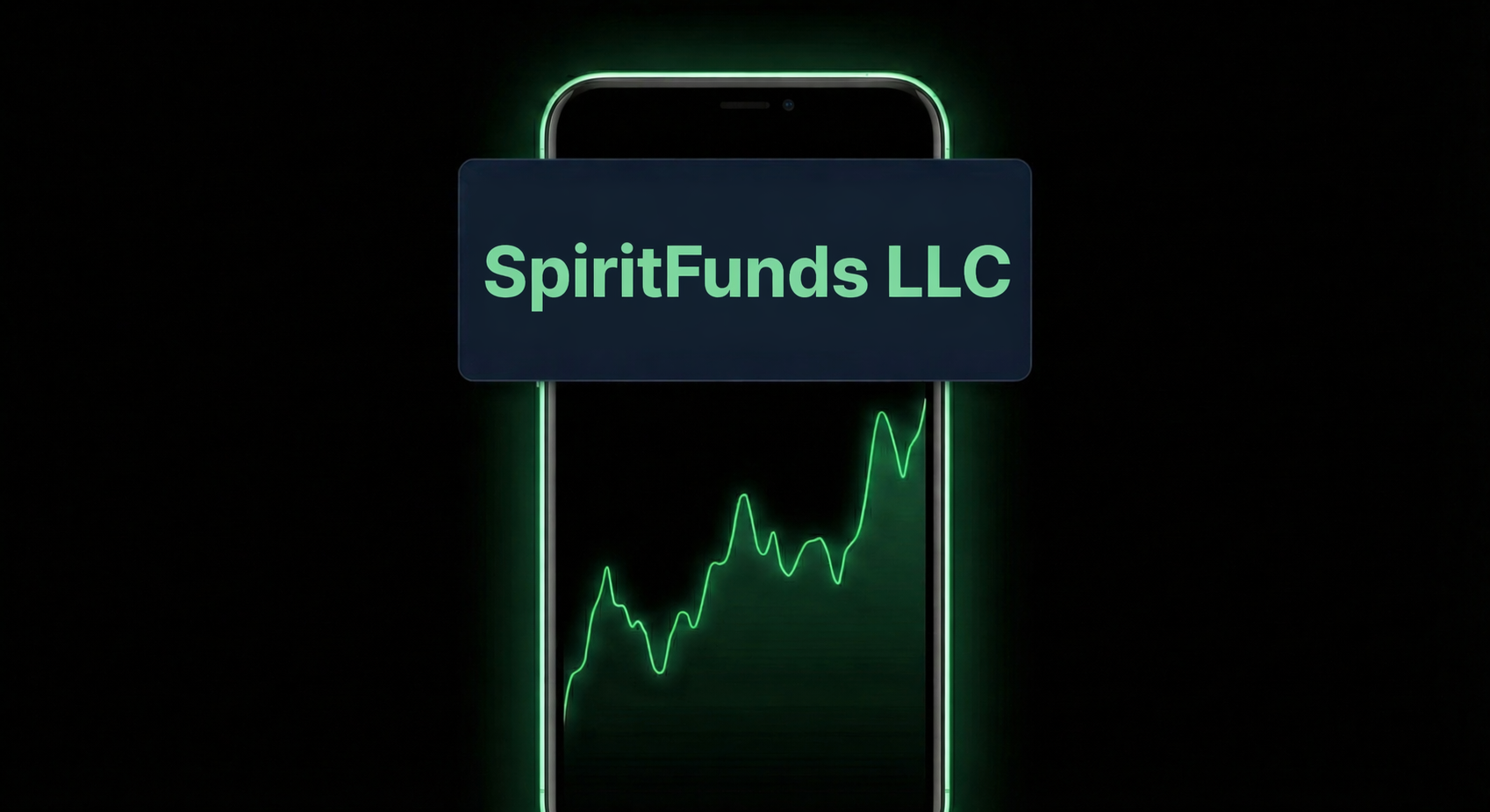 Illustration of a smartphone screen showing a stock market trade alert notification with a rocket emoji, dark mode UI, neon green accents