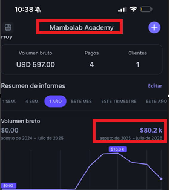 Mambolab Academy Stripe dashboard showing $80,200 collected in six months