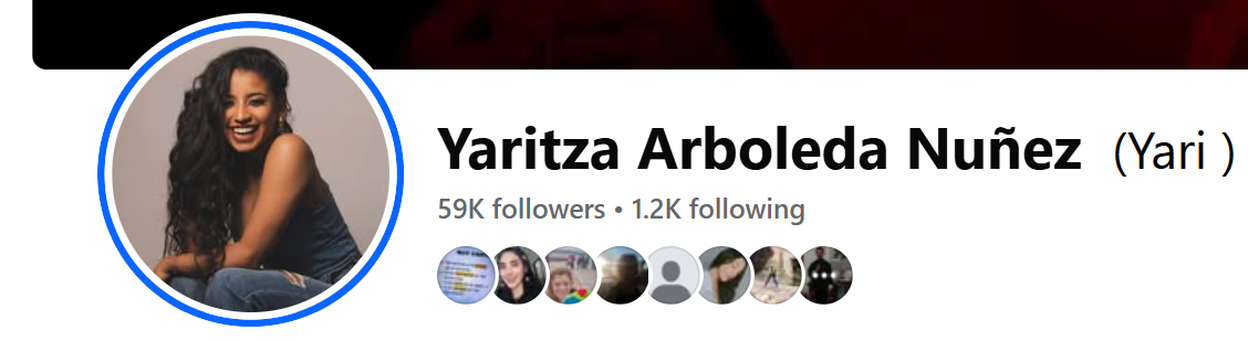 Yaritza Arboleda Facebook page, 59K followers