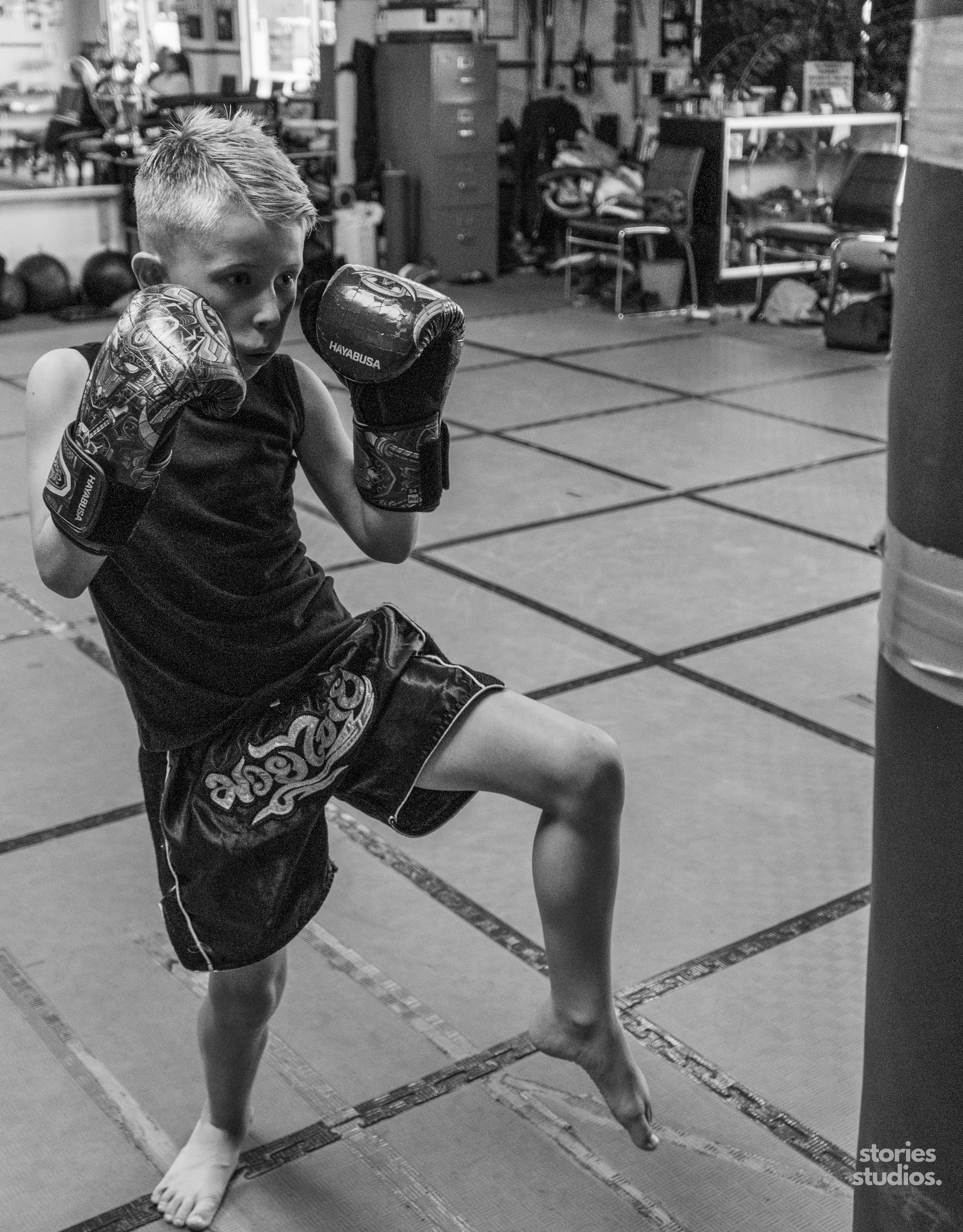 Young student beginning their martial arts journey at Lion's Kickboxing