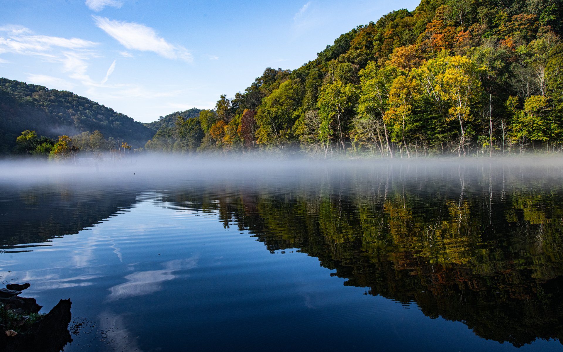 Fog rising off an East Tennessee lake