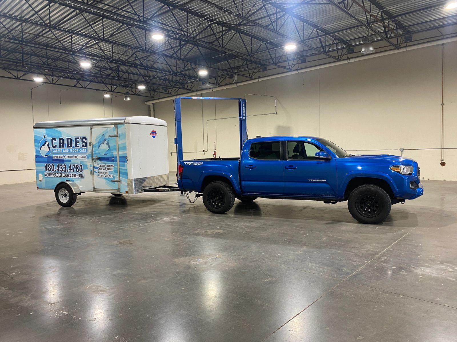 Cade's Carpet & Floor Care work truck and trailer