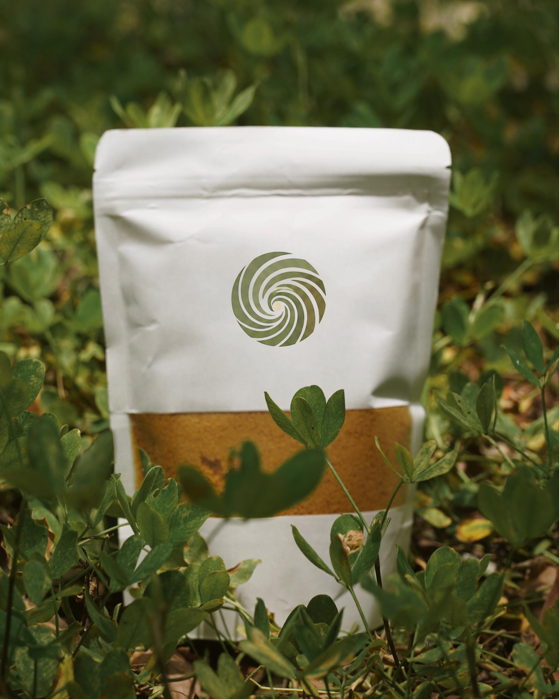 A pouch of Kinaiya coconut sugar resting in the grass