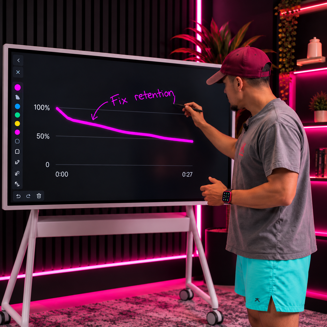 Laced Media founder teaching audience retention strategy in the studio