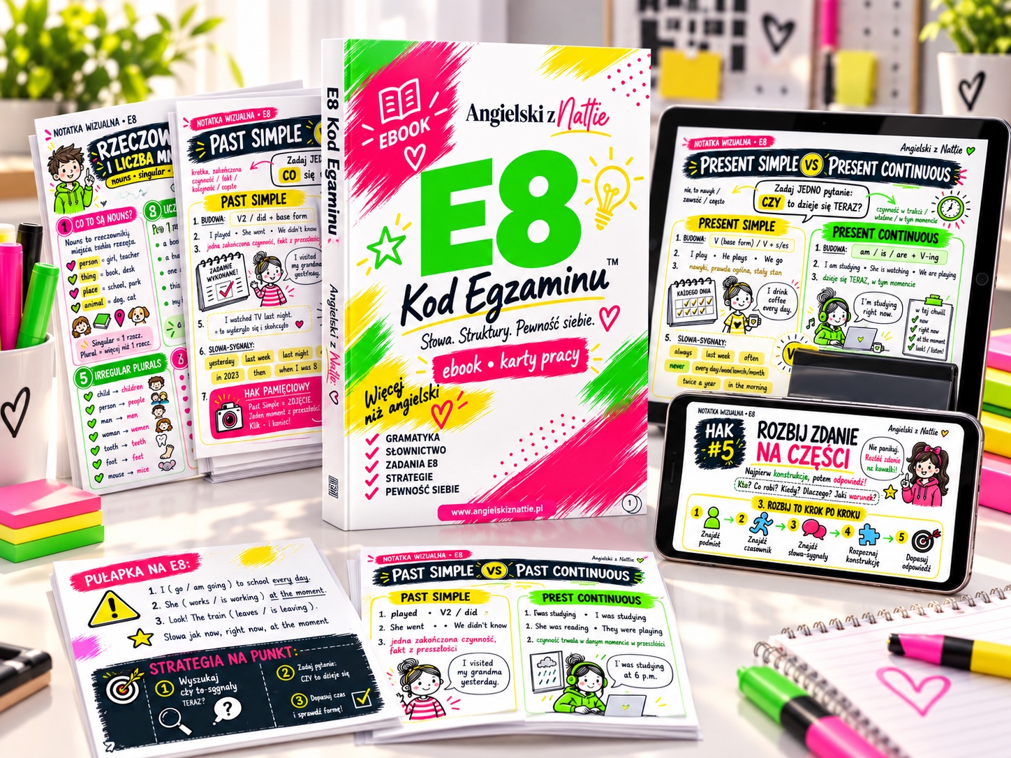 E8 EBOOK Kod Egzaminu — aktualny mockup z nową okładką