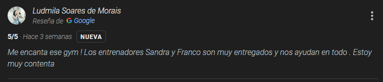 Rese&ntilde;a de Google de un cliente de Cross Funcional 30' Terrassa
