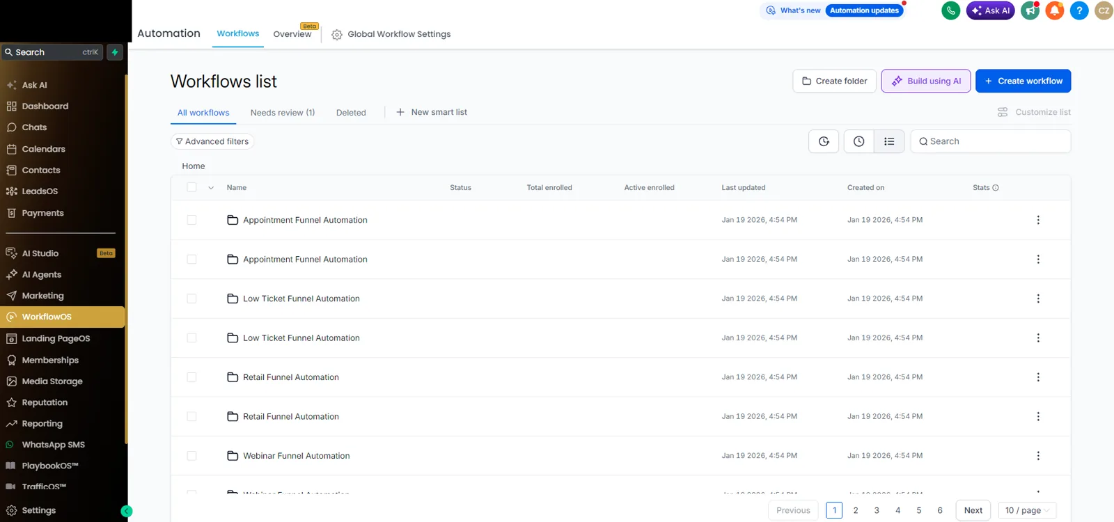 WorkflowOS 流程清单：现成的漏斗自动化资料夹, 可直接修改