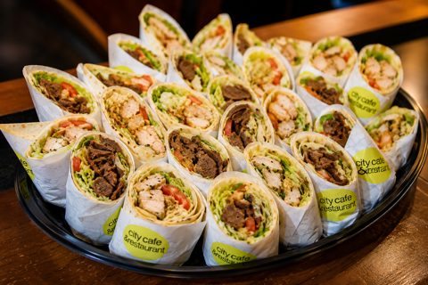 Freshly made wraps ready to order at City Cafe