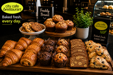 Fresh pastries baked daily at City Cafe