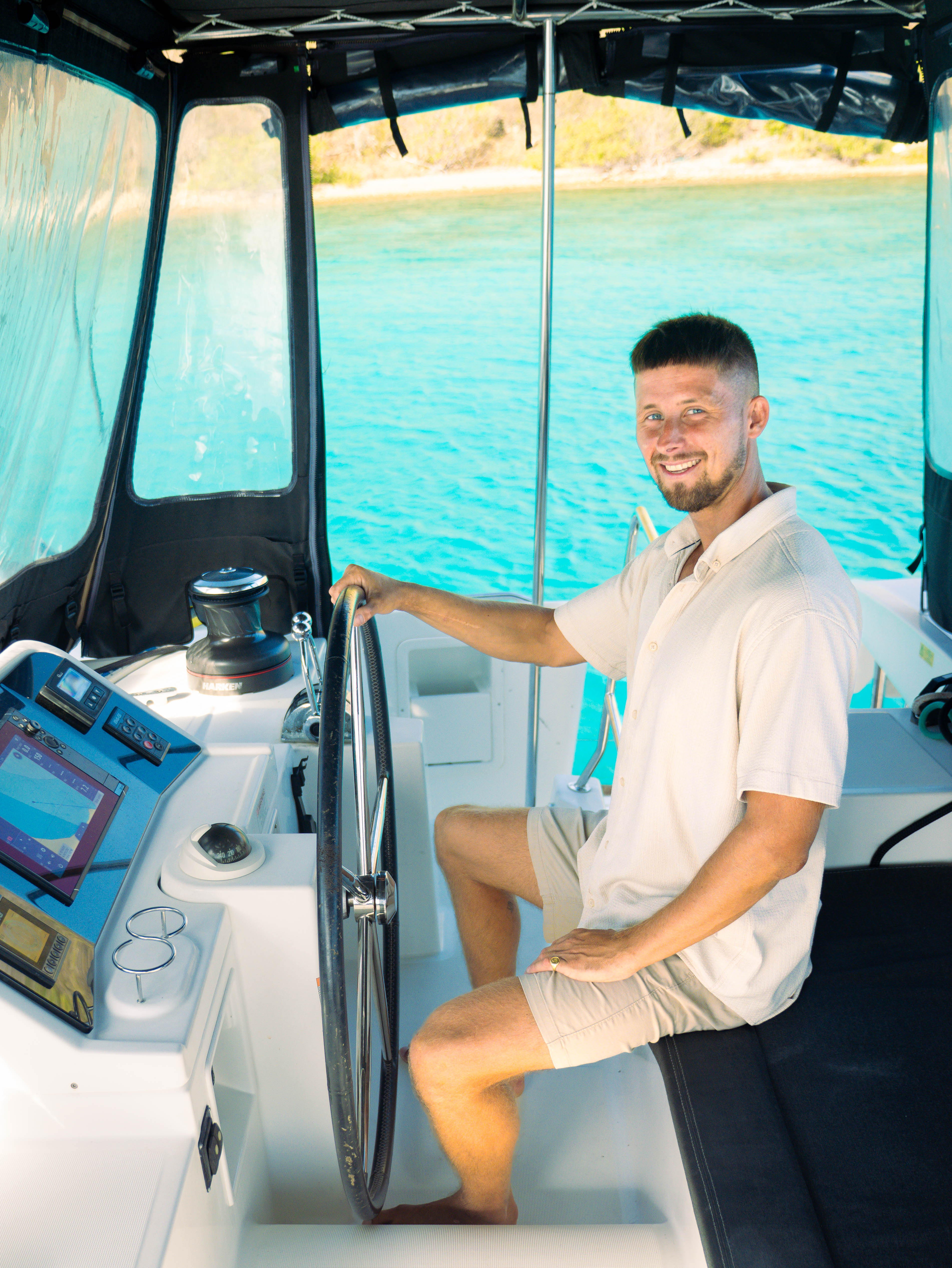 Max at the helm in the British Virgin Islands