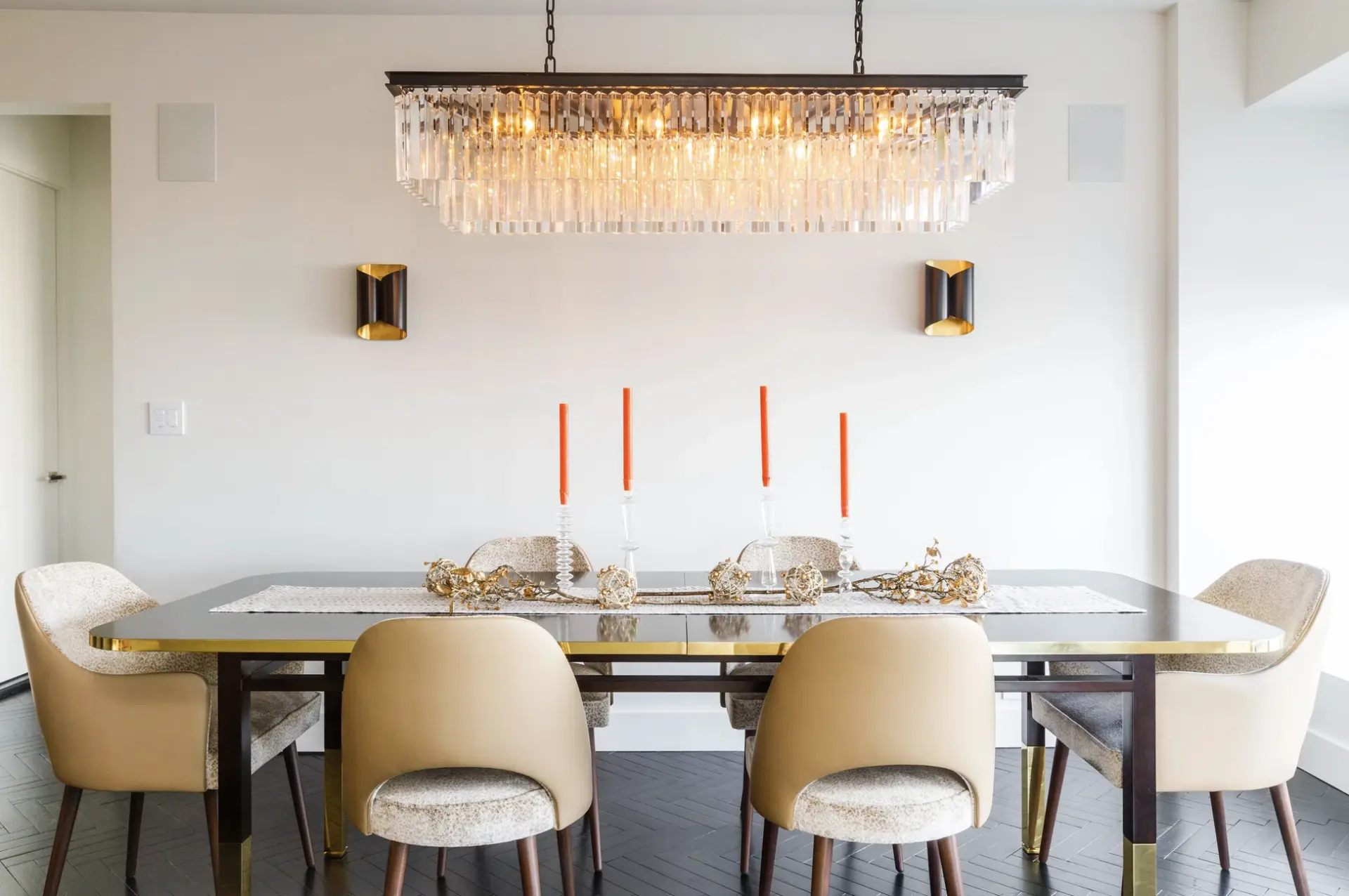 In-wall architectural speakers hidden in a Manhattan dining room