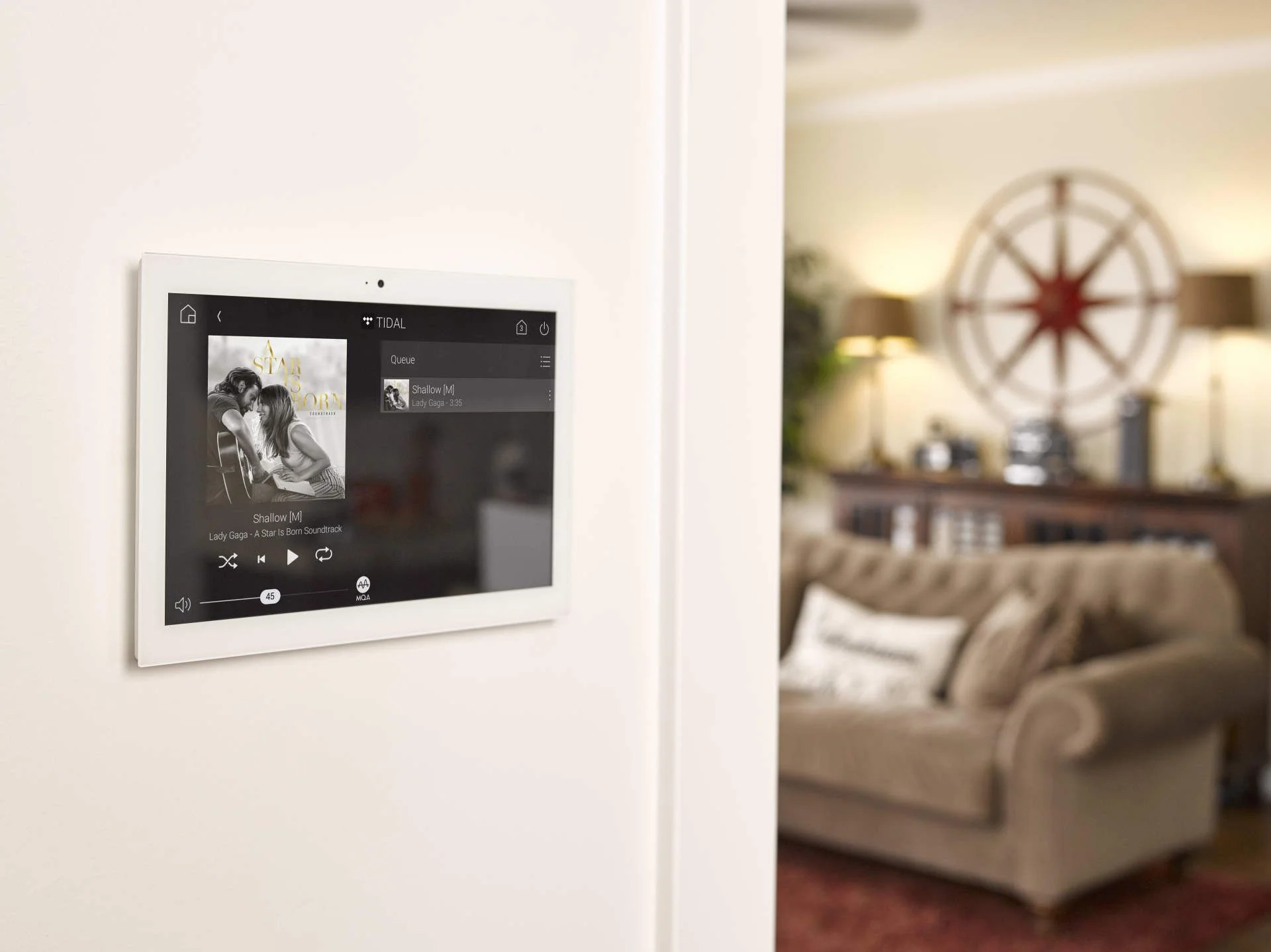Control4 whole-home audio listening screen