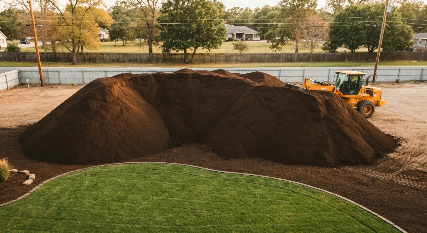 Topsoil material stocked and ready for delivery