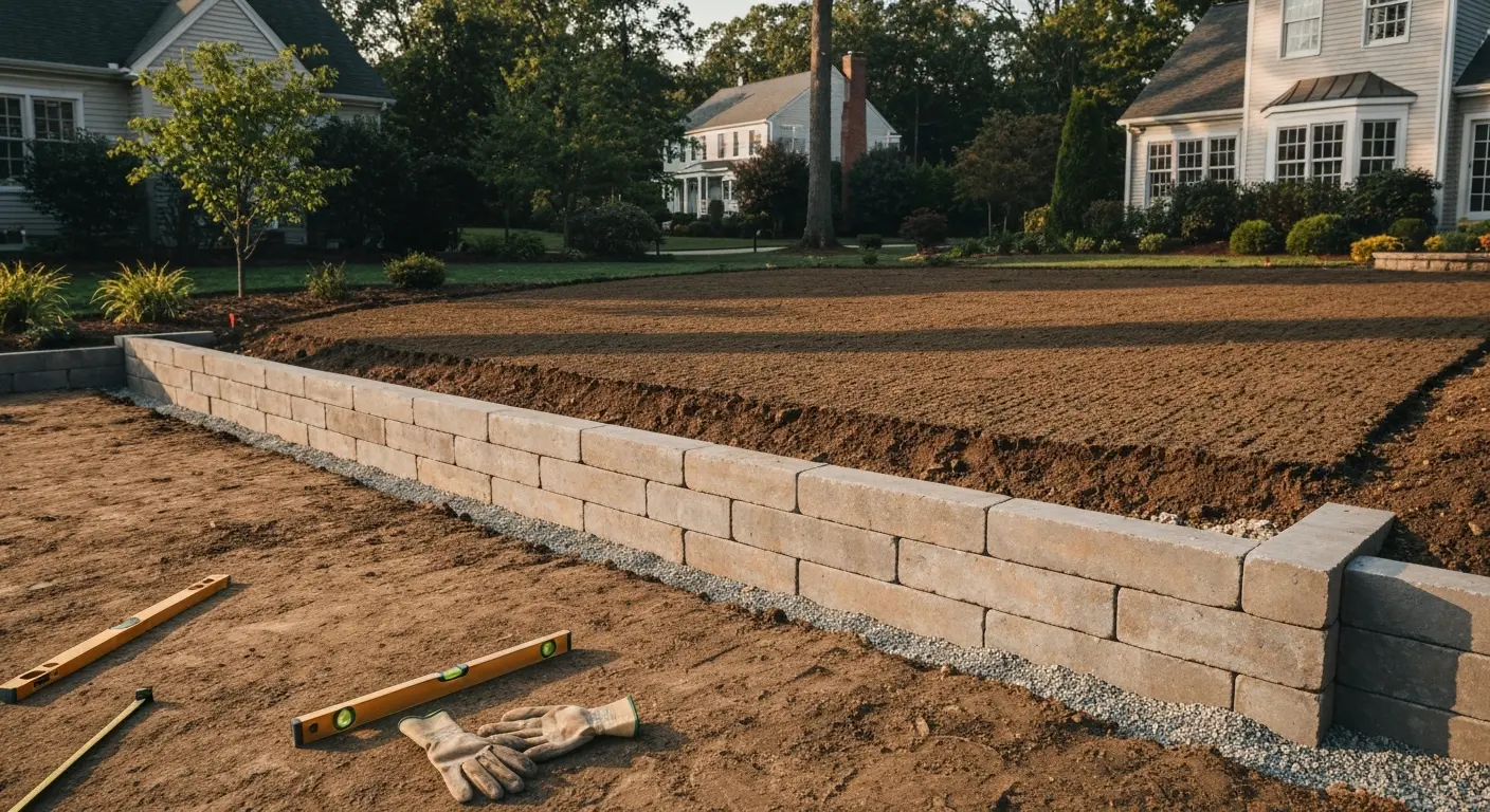 Retaining walls and grading
