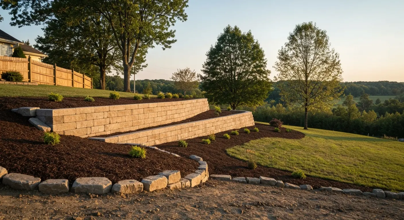 Retaining wall and landscape construction