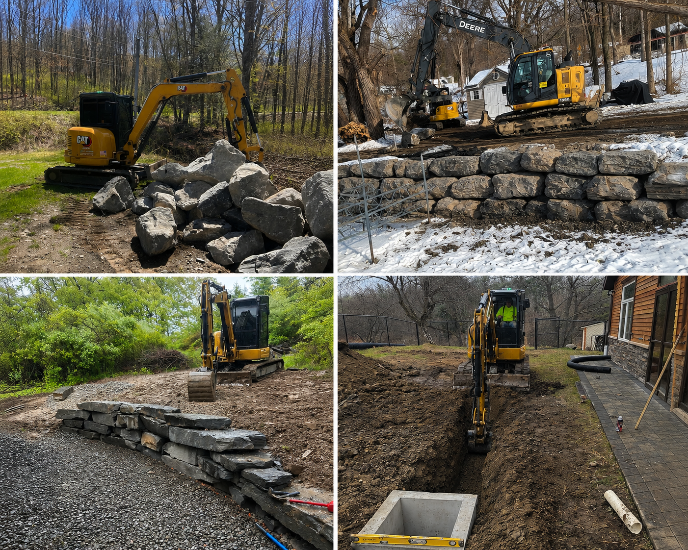 Excavation equipment on residential property during site preparation work