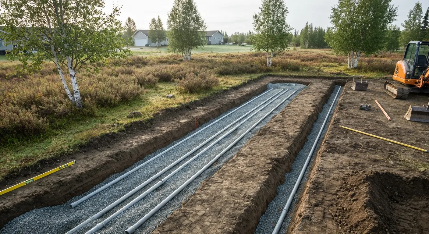 Septic trench excavation in Homer