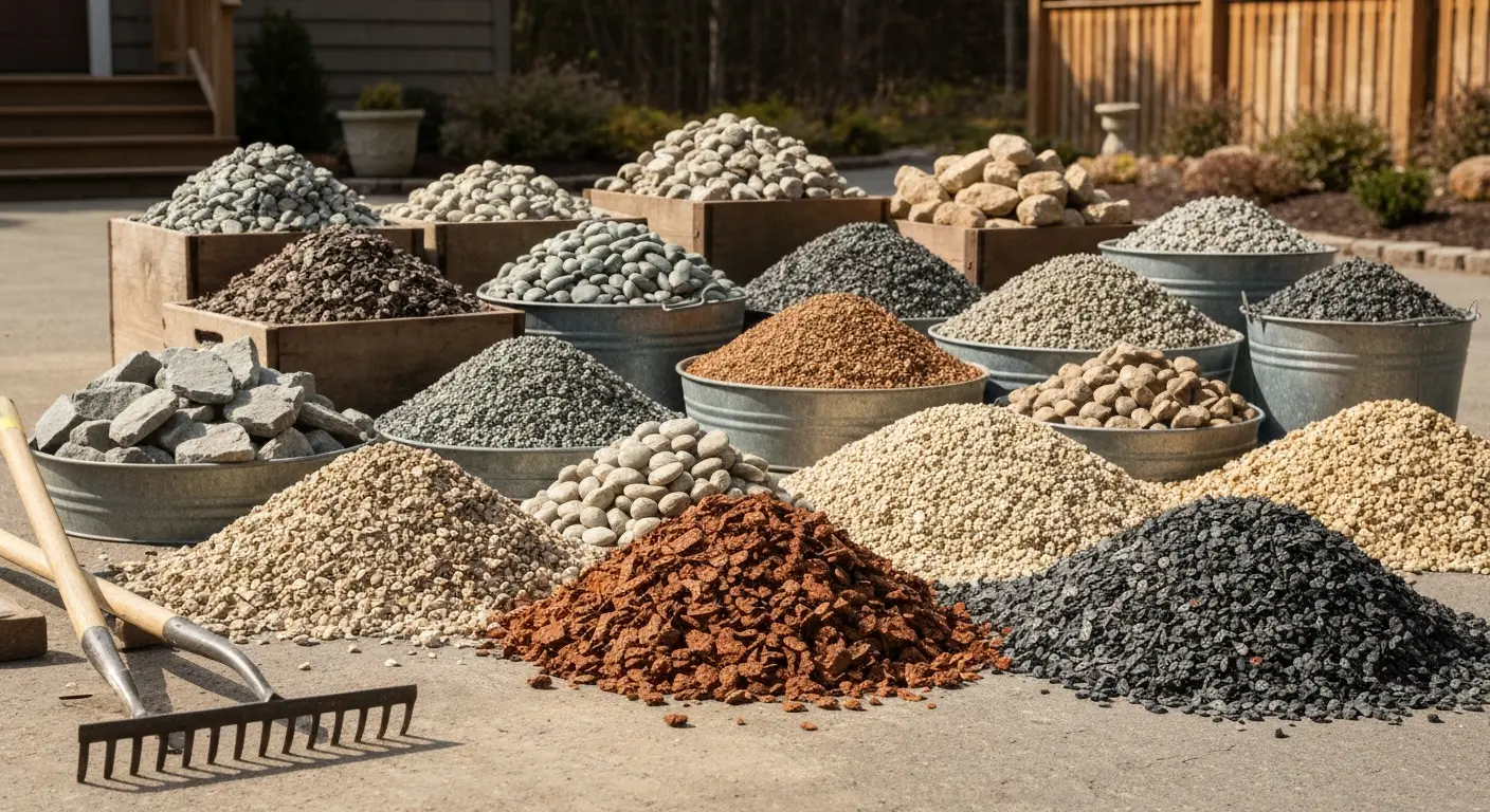 Decorative stone and landscape gravel display