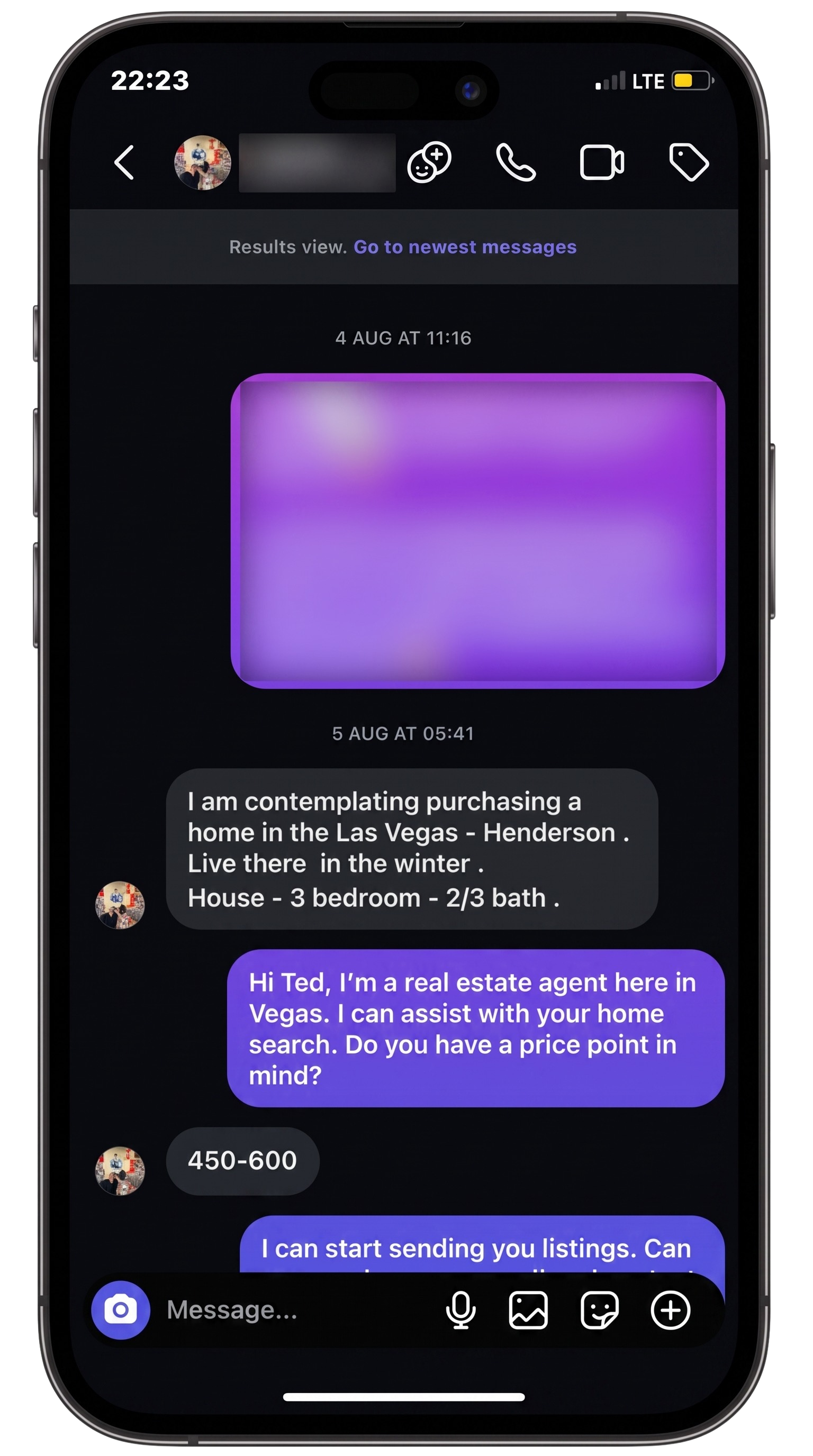 Real estate prospect conversation