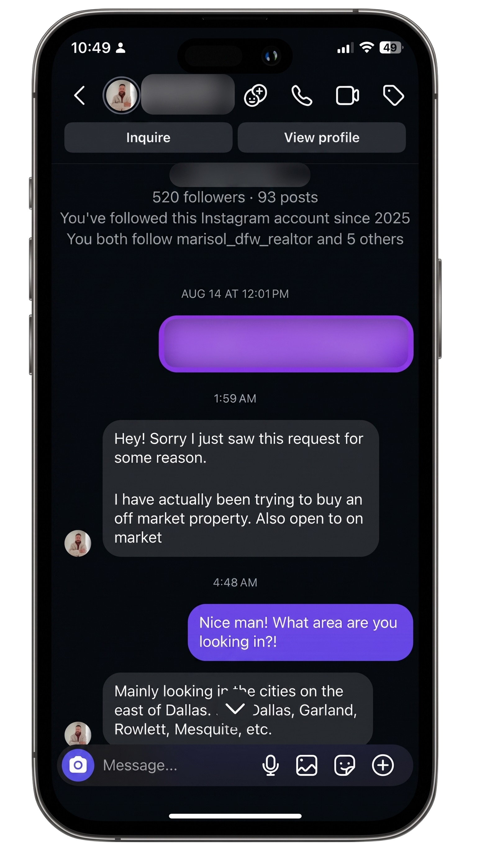 Qualified prospect in a smaller market