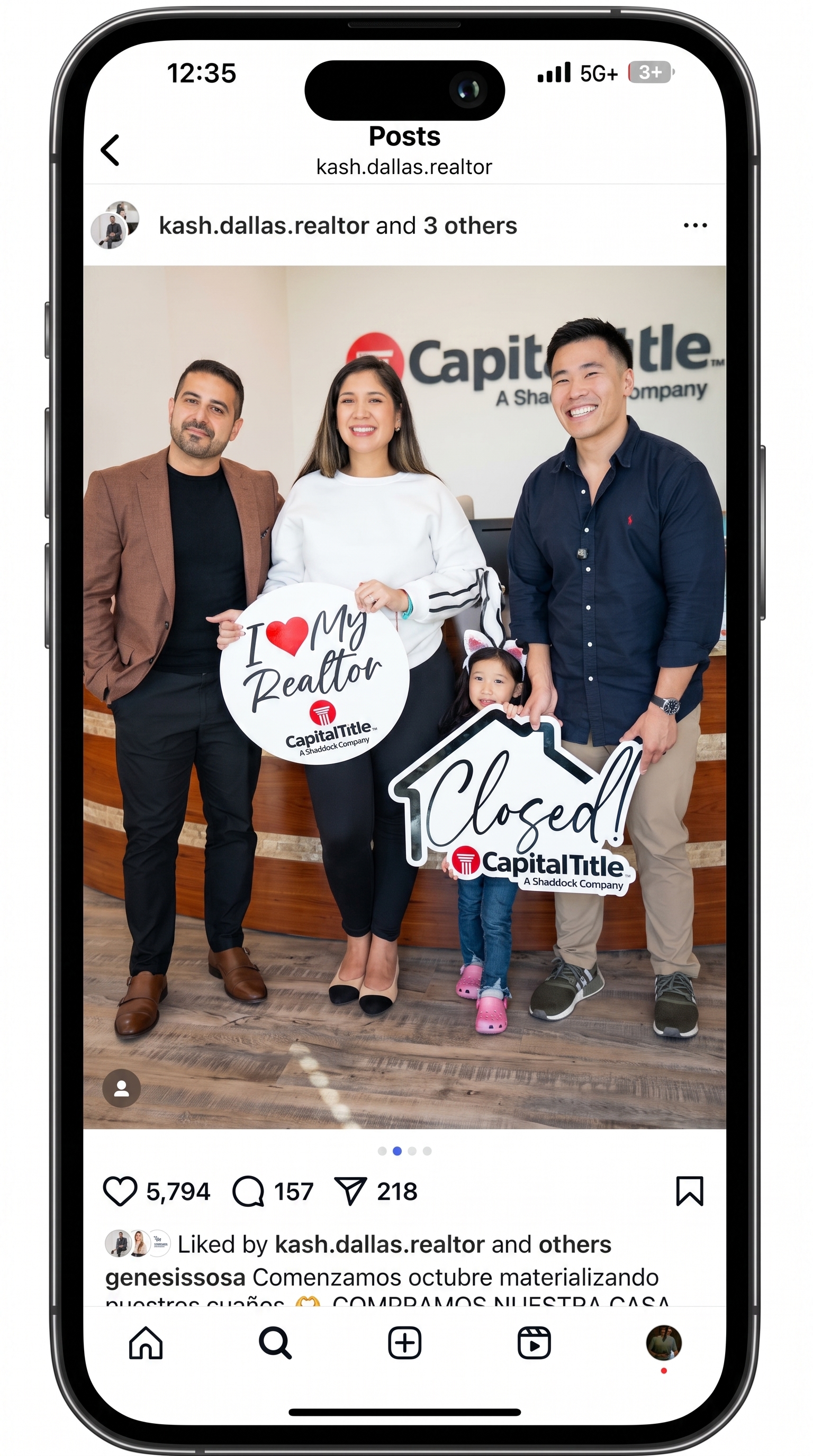 Closed deal celebration posted publicly