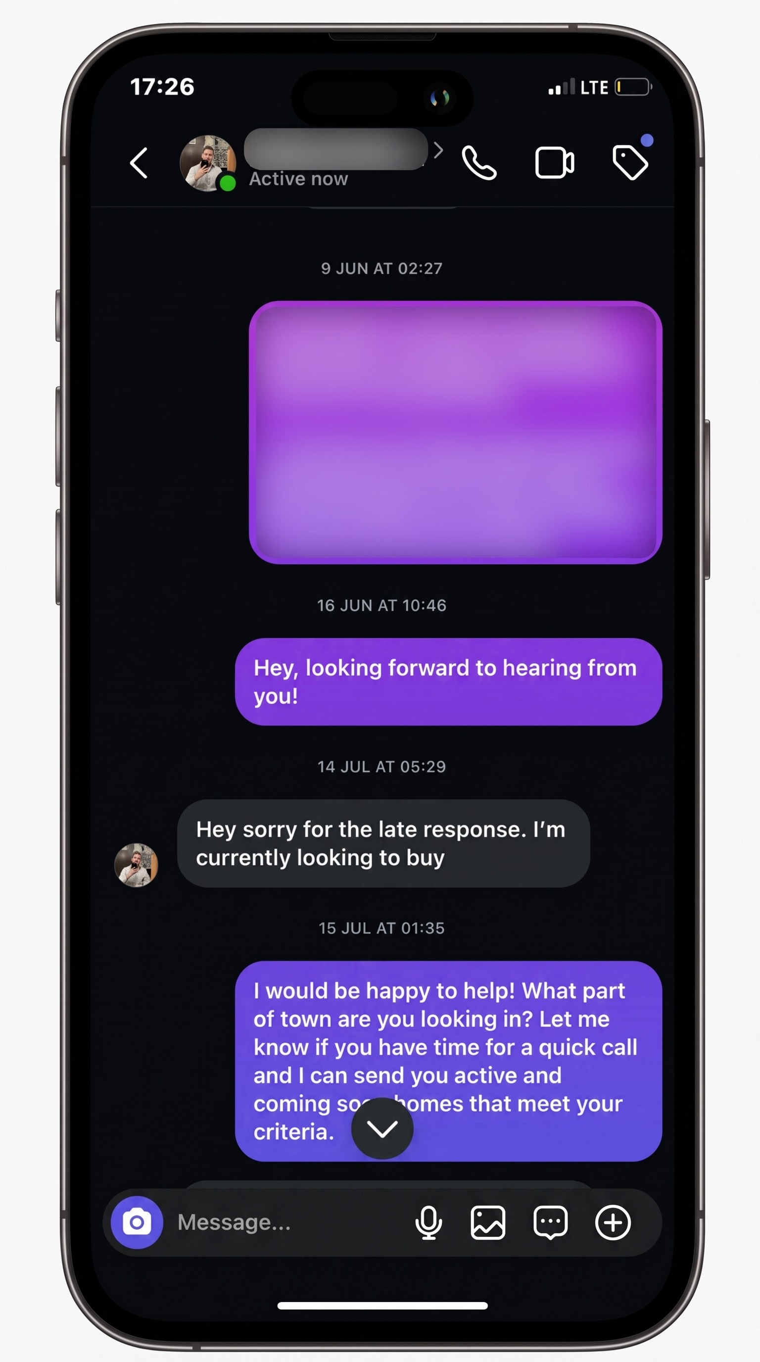 Real estate prospect conversation