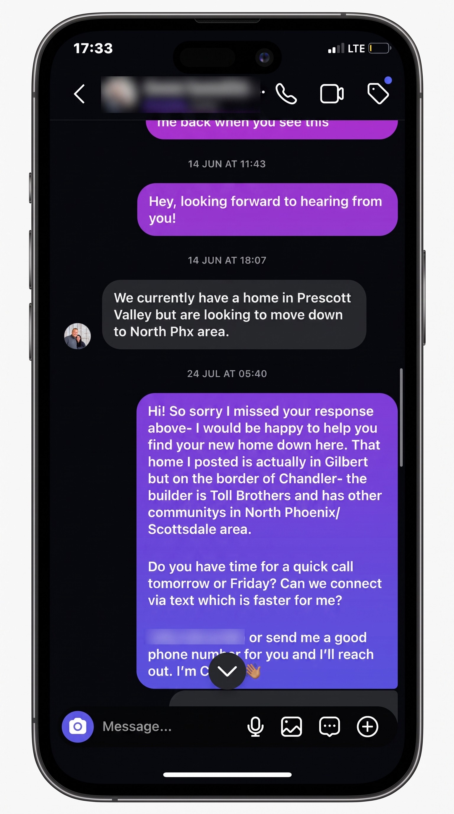 Real estate prospect conversation