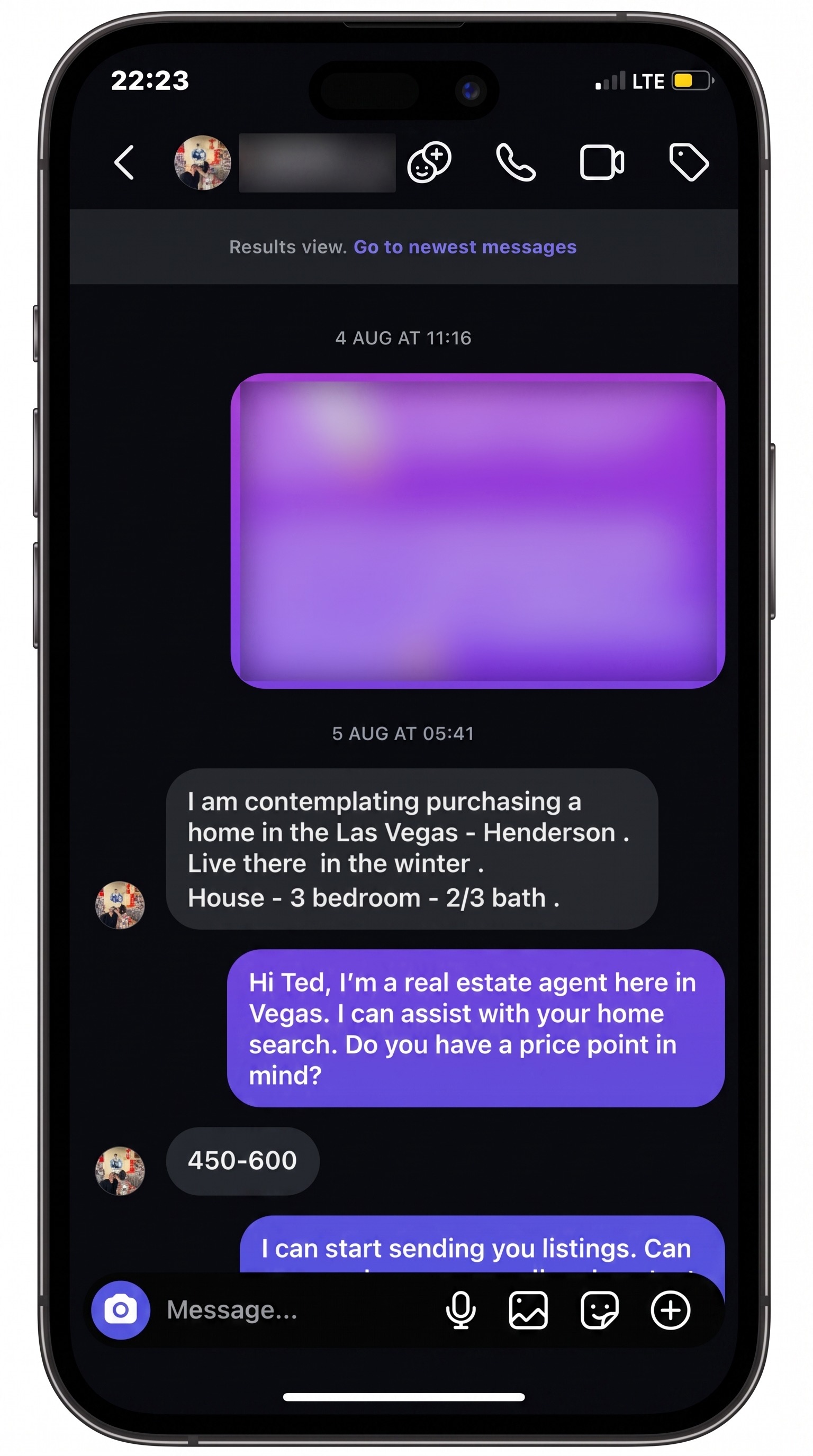 Real estate prospect conversation