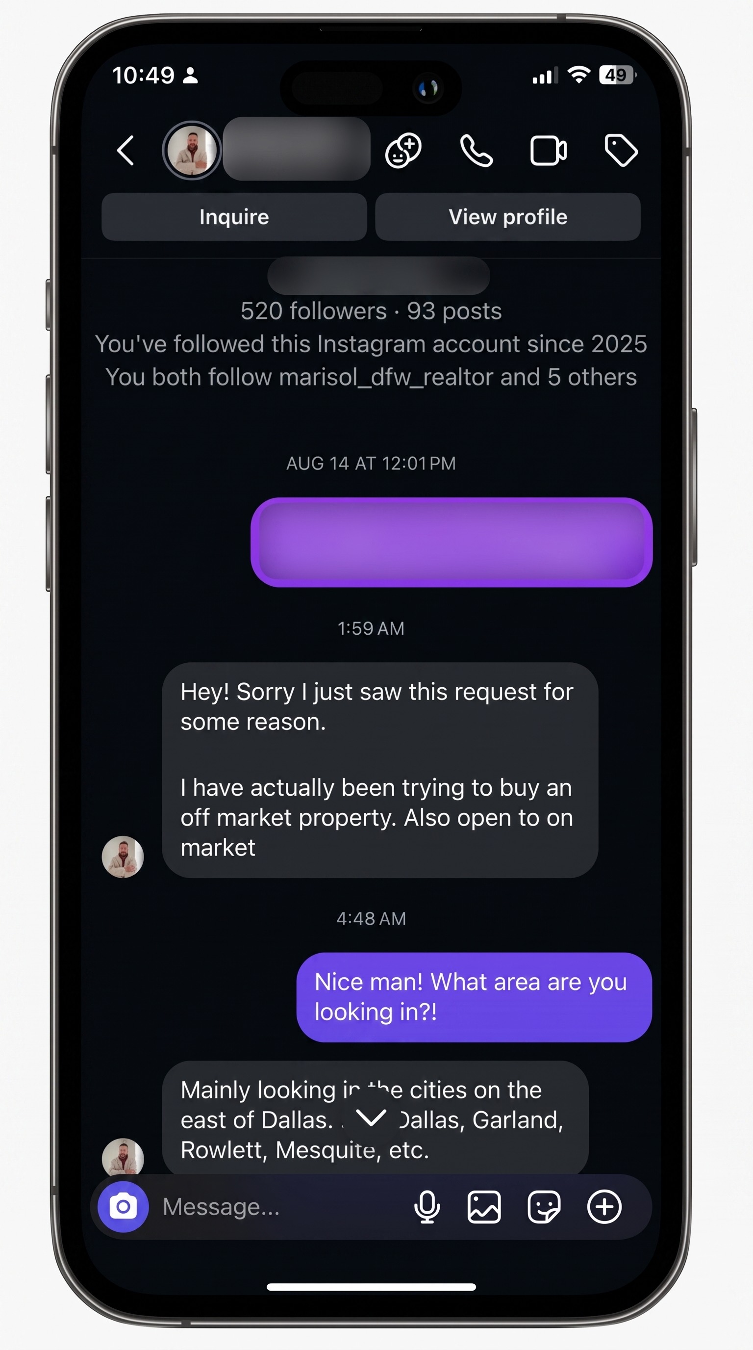Real estate prospect conversation