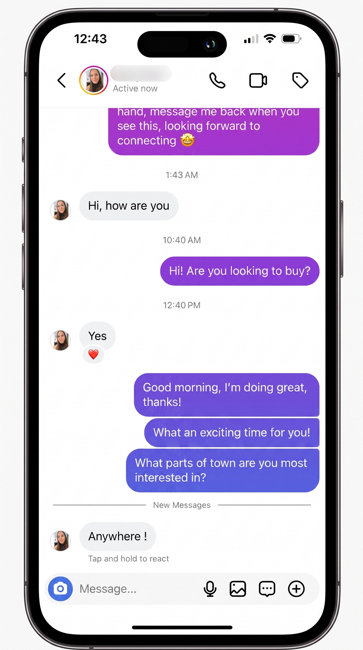 New buyer conversation in the DMs within 24 hours