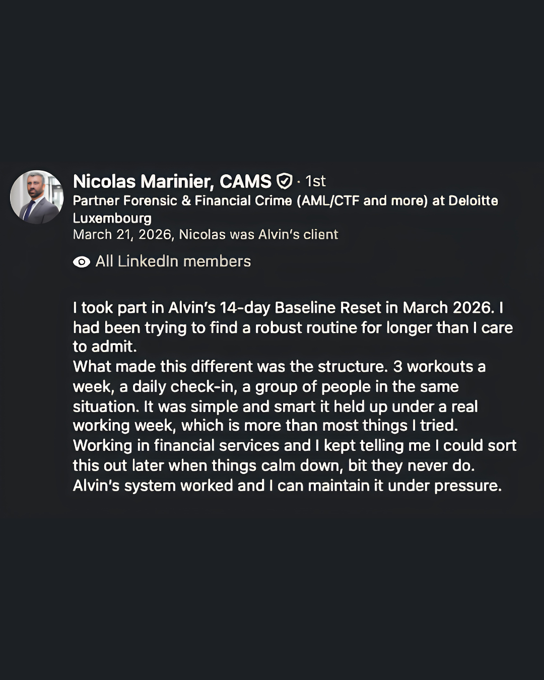 Testimonial from Nicolas Marinier